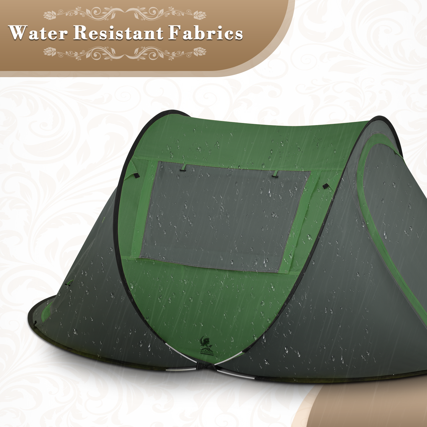 ATHENA COLLECTION Camping Tent Pop Up 96''Length Olive Green
