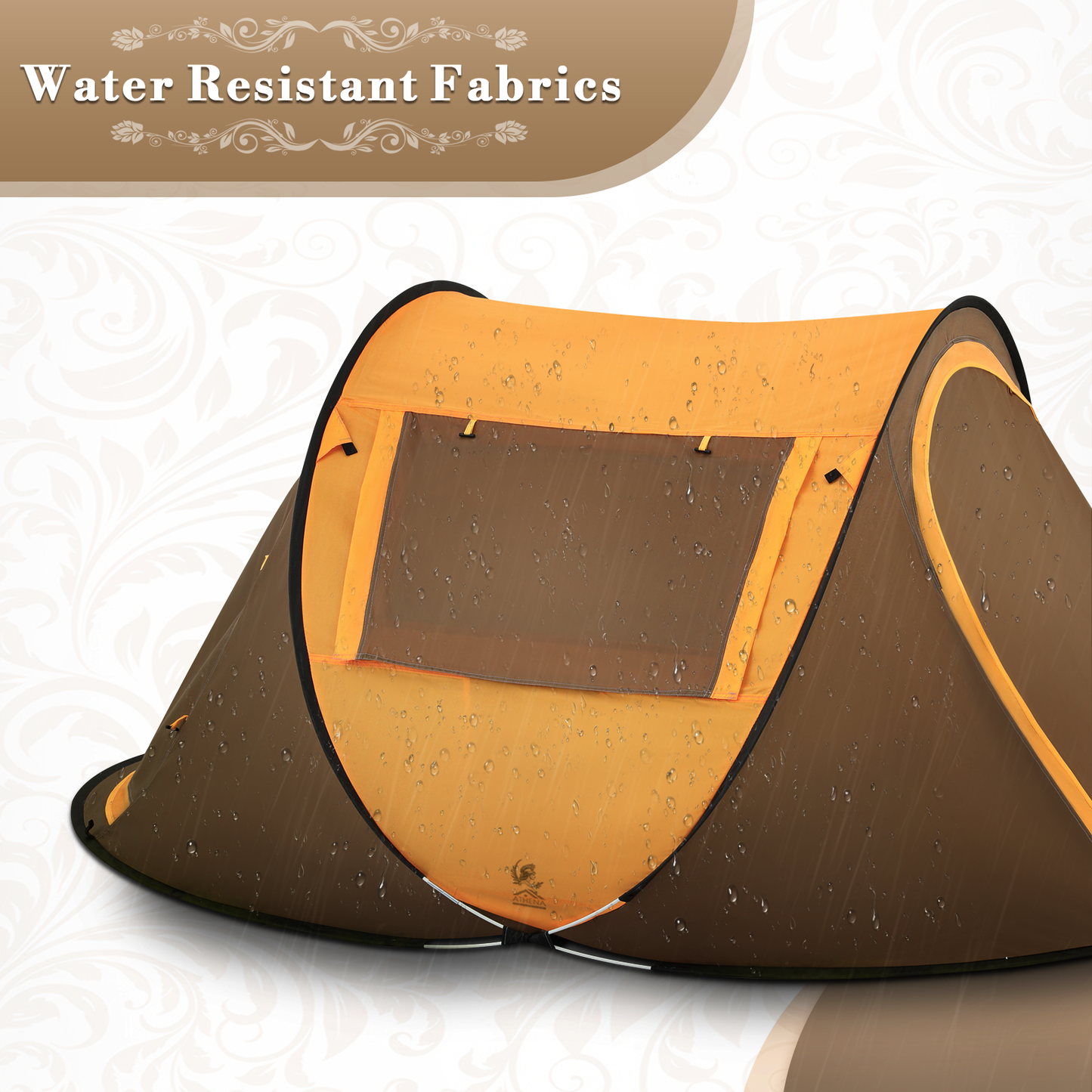 ATHENA COLLECTION Camping Tent Pop Up 96''Length Earth Yellow