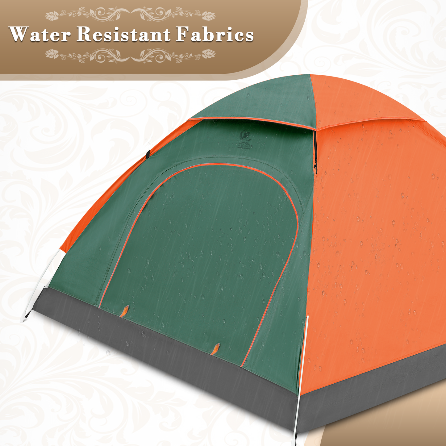 ATHENA COLLECTION Camping Tent Dome 79''Length Olive Green Front/Orange Side
