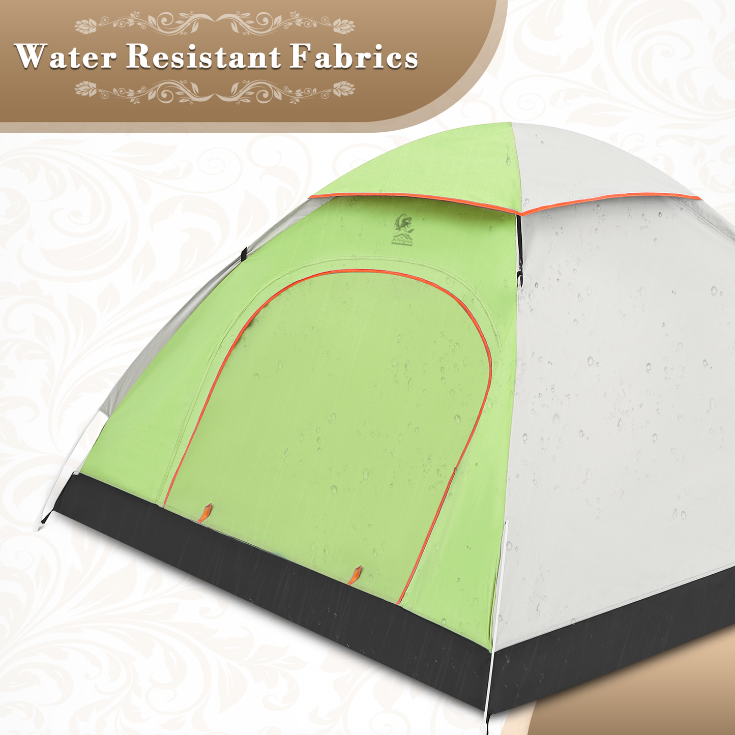 ATHENA COLLECTION Camping Tent Dome 79''Length LIGHT GREY-NEON GREEN