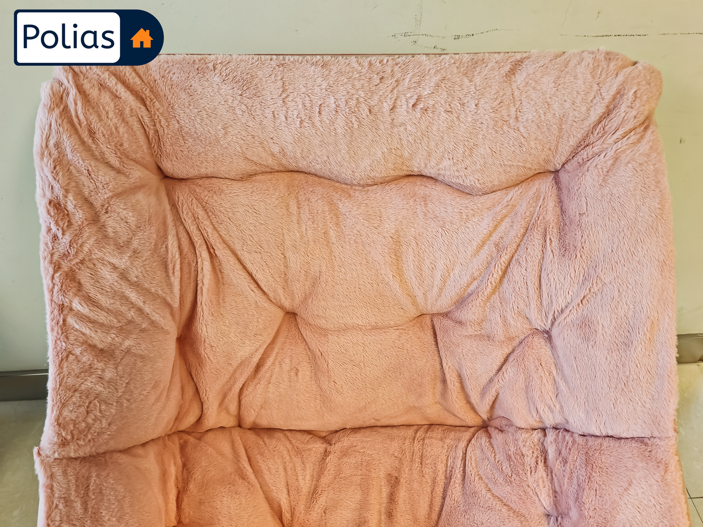 Polias 27.5" Foldable Soft Faux Fur Saucer Chair, Cozy Moon Chair with Metal Frame for Home Bedroom Living Room, Pink