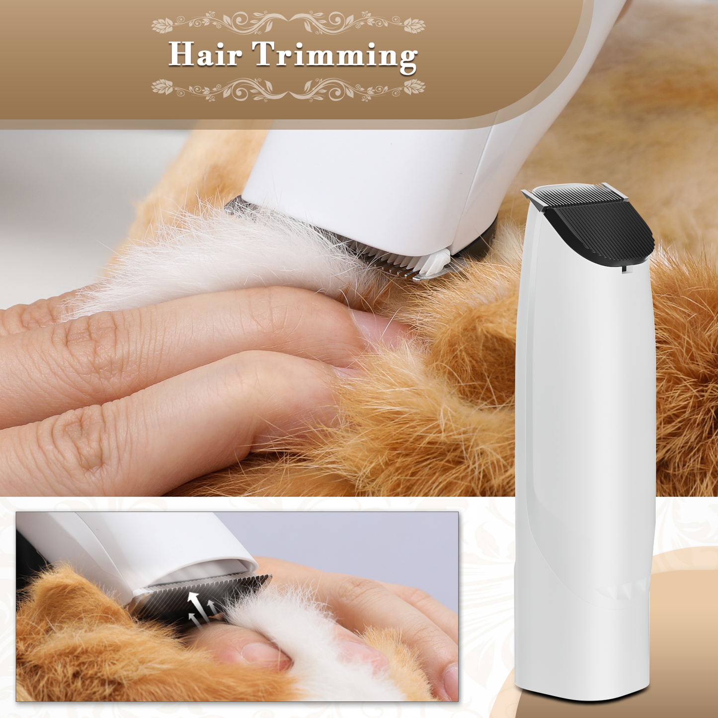 Athena Collection Pet Hair Trimmer Clipper Pet Grooming - Blow & Vacuum - 300W, 3 Gear Speed, 6 Nozzles, 4L w/Storage Bag - Red