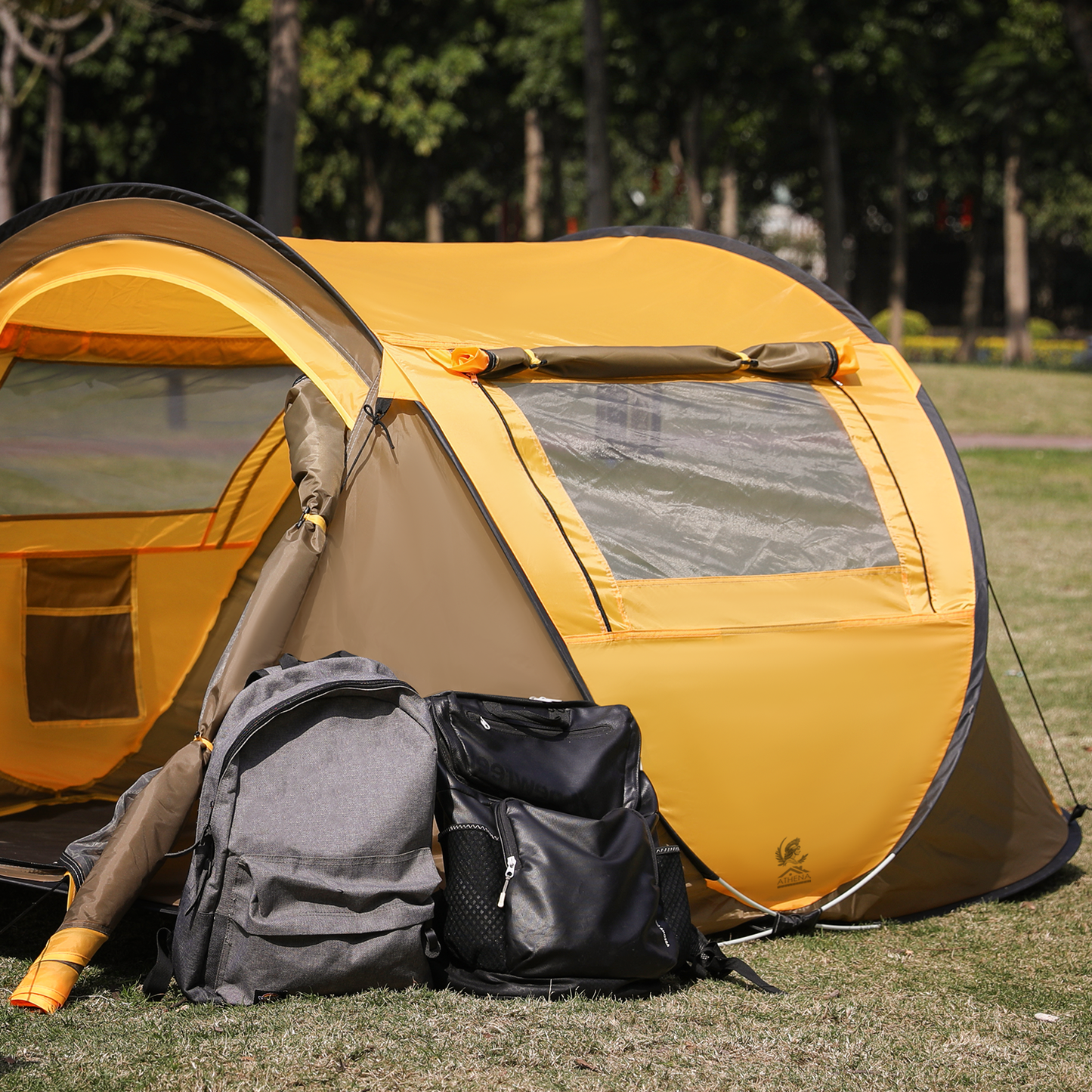 ATHENA COLLECTION Camping Tent Pop Up 96''Length Earth Yellow