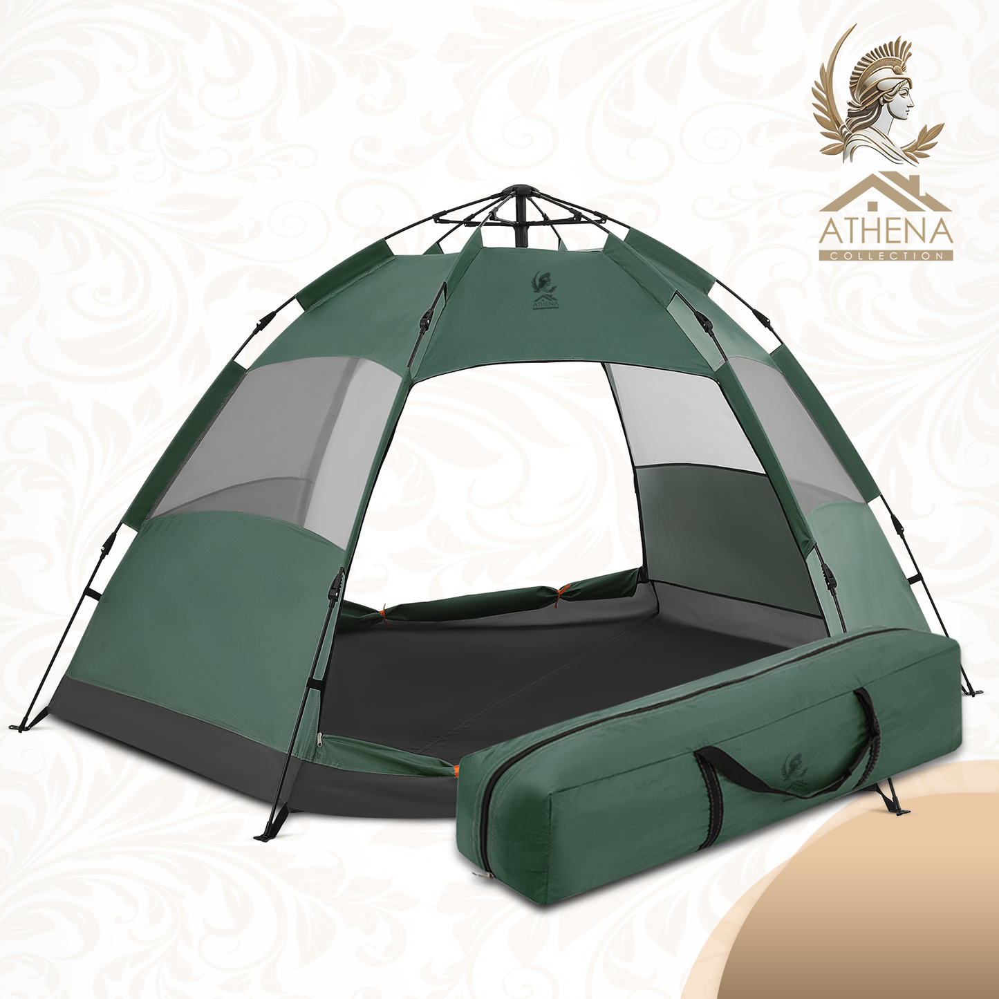 ATHENA COLLECTION Camping Tent Dome 106''Length Olive Green