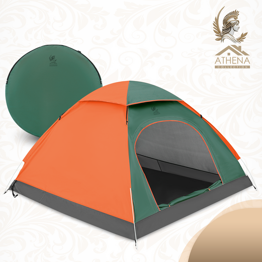 ATHENA COLLECTION Camping Tent Dome 79''Length Olive Green Front/Orange Side