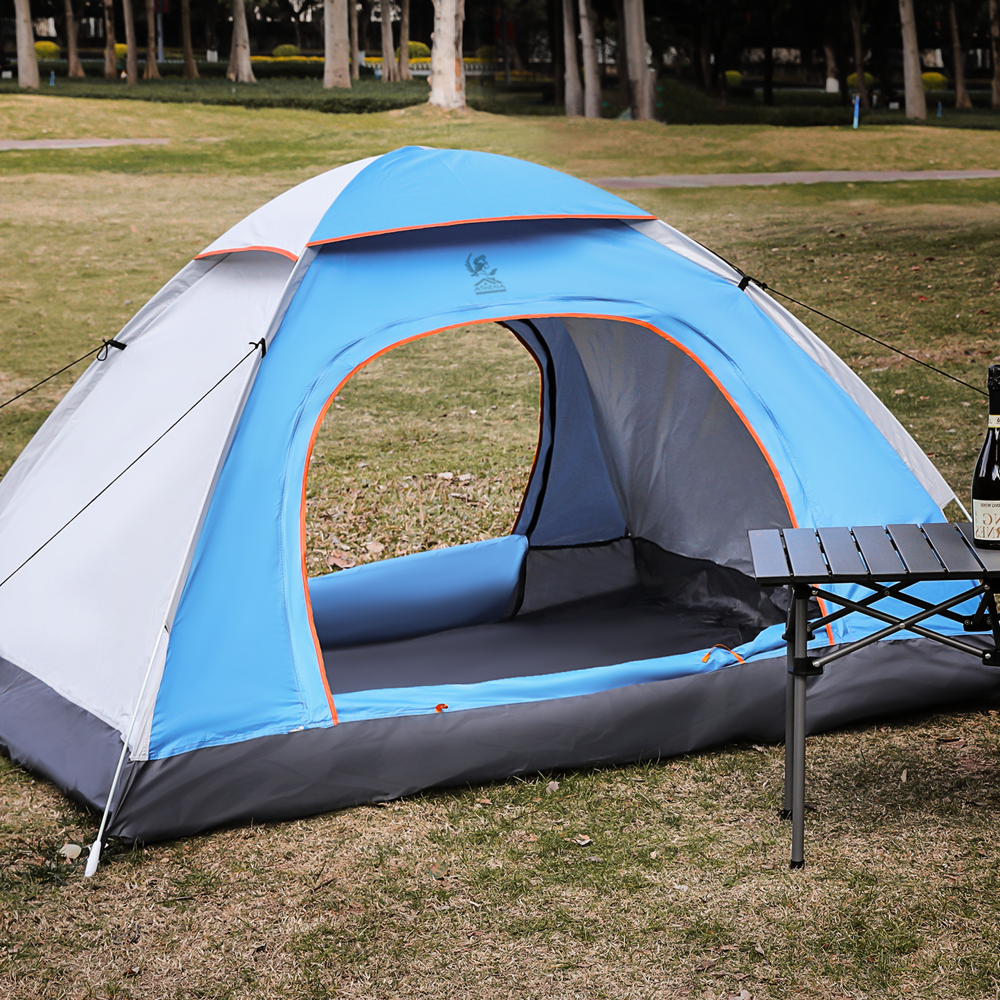 ATHENA COLLECTION Camping Tent Dome 79''Length Blue Front/Grey Side